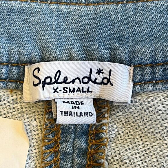Splendid Denim Skirt Split Front Light Wash Size XS Patch Pockets - Picture 5 of 8